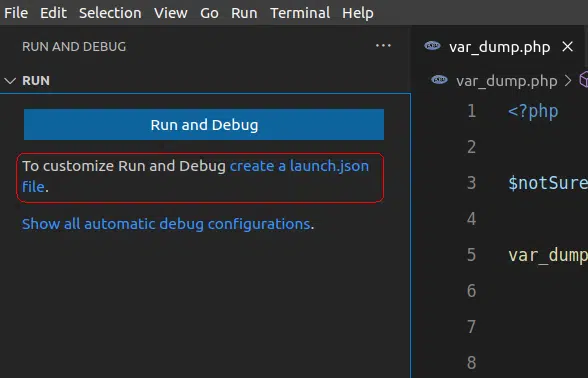 Create launch json