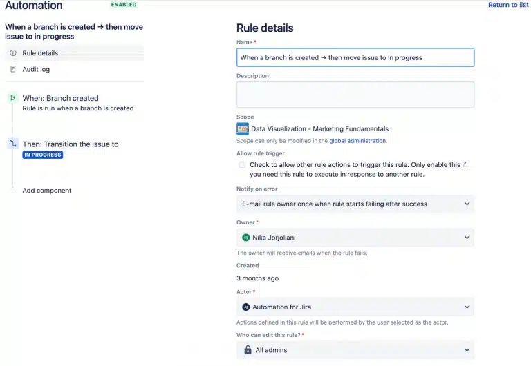 jira rule details