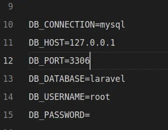 env DB configuration
