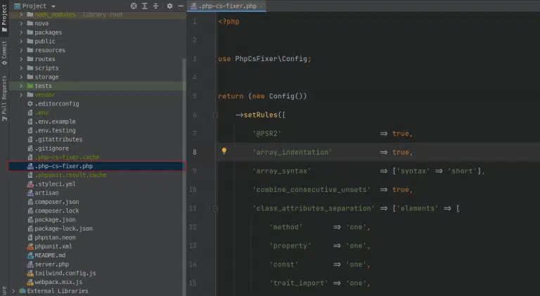PHP CS fixer configuration file